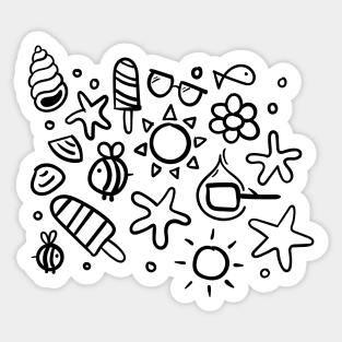 summer items sun ice cream bee seastar sea elements warm Sticker